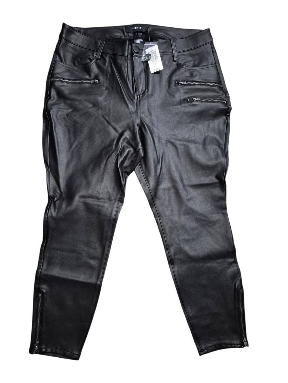 Torrid Black Faux Leather Moto Leggings with Zippers